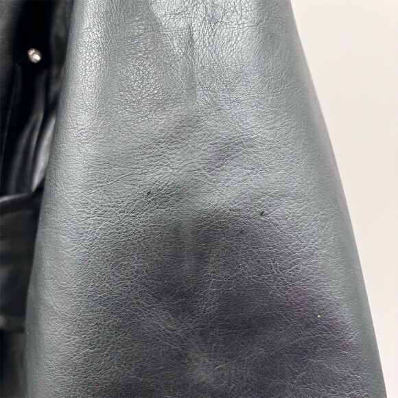 Girls Black Faux Leather Jacket XL Furry Collar Chic Casual Style - Picture 4 of 8